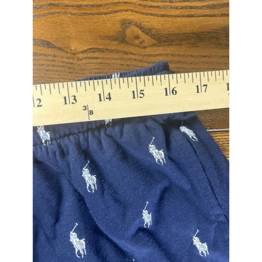 Polo Ralph Lauren Lounge Pants Mens L Blue Pony Logo AOP Pajama Sleepwear Cotton